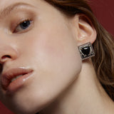 スクエアハートピアス/Square Heart Earrings_Silver