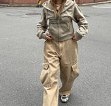 ディングデニムスリットワイドカーゴパンツ / Ding denim slit wide cargo pants