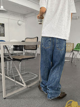 クラックウォッシングデニムパンツ/No.9625 crack wasing wide denim PT