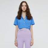 バックノットクロップシャツ / BACK KNOT CROP SHIRT (BLUE)