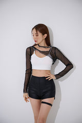 チョーカー シースルー クロップトップ / TOP(9370) Choker See-through Crop
