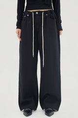 ストリングフリーサイズブラックパンツ / String free size black pants
