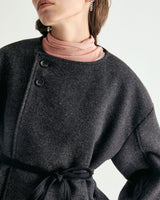 W.BYRDEYE WOOL BELTED CROPPED COAT - DARK GRAY (6636057788534)