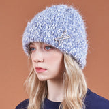 VA Brooch Bokashi Knit Beanie Blue