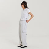 フロントカッティングフードベスト / FRONT CUTTING HOOD VEST WHITE MELANGE
