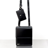 [Lサイズ]ミニマルバースクエアレザーバッグ＆マルチカードウォレット / [L size]minimal bar square leather bag & multi card wallet black
