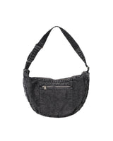 Washed Denim Shoulder Bag (Black)