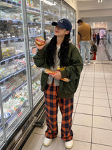 Praha deep color check pants