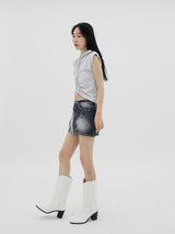 ローライズブラックブルースカート / low rise black blue skirt