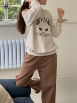 キャットドローイングスウェットシャツ/CAT DRAWING SWEATSHIRTS (OATMEAL)