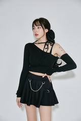 ホルターアンフテッドクロップTシャツ / (9067) Halter Unfooted Crop Tee