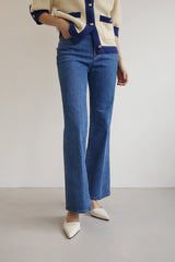 スパンロングブーツカットデニムパンツ / SAND BLUE JEANS / SPAN LONG BOOTSCUT DENIM PANTS
