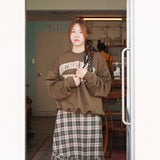 CHECK FRILL BANDING LONG SKIRT
