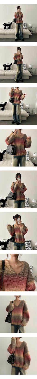 Rainbow V-neck knitwear