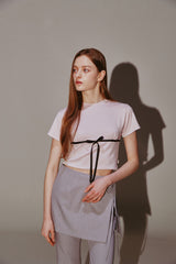 Ribbon Skirt Pants Set Gray
