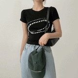 ウェーブレタリングクロップドショートスリーブTシャツ