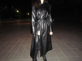 Double leather long coat