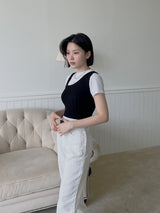 アンバランスドニットスリーブレス / Unbalanced Knit Sleeveless (2color)