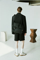 STITCH WIDE TURN UP HALF PANTS BLACK (6554120552566)