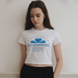 ラブクローバークロップTシャツ/Love Clover crop t-shirt [2 Color]