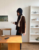 She's double button angora cardigan