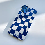 Checkerboard Blue Iphone Hard case (6674345066614)