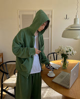 ニットピグメントフードジップアップ / Kint pigment hood zip-up (3 color)