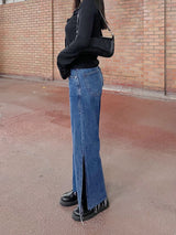 ワイドフィットスリットデニムパンツ/WIDE FIT SLIT MEDIUM BLUE DENIM PANTS [16634]