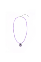 Purple Checkered Heart Necklace
