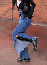 ワイドフィットスリットデニムパンツ/WIDE FIT SLIT MEDIUM BLUE DENIM PANTS [16634]