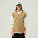 BADGE KNIT VEST (BEIGE) (6603658625142)