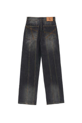 デニムダイアゴナルステッチドパンツ / DENIM DIAGONAL STITCHED PANTS (BLACK)