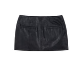 フォーレザーローライズミニスカート / Faux-Leather Low Rise Mini Skirt _ Black