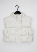 クロップレザーパッデッドベスト/Crop Leather Padded Vest (2color)