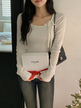 Lovely Ribbon Square Neck T-shirt (4color)