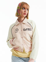 ドゥードゥルチェリースタジアムクロップジャンパー／DOODLE CHERRY STADIUM CROP JUMPER [SALMON PINK]