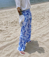 防水タイダイ プリーツ ワイドパンツ / [Made] Waterproof tie die pleats wide pants (2 colors)