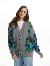 HAWAIIAN PATTERN JACQUARD CARDIGAN GRAY (6585446989942)