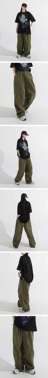 バルーンコットンストリングピンタックパンツ