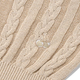 スモールチェリーツートンケーブルクロップニット／SMALL CHERRY TWO-TONE CABLE CROP KNIT [LIGHT BEIGE]