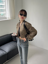 サテン クロップ アビエーション ジャンパー / Satin Crop Aviation Jumper (2color)