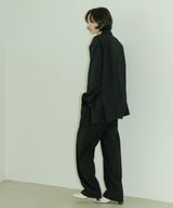 UNISEX PINTUCK STITCH WIDE PANTS W - BLACK (6689418903670)