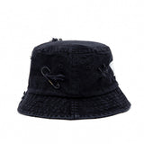 BBD Ripped Custom Smile Logo Denim Bucket Hat (Black) (6559469731958)