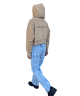 プリントクロップドフーディ / Print Cropped Hoodie-BEIGE