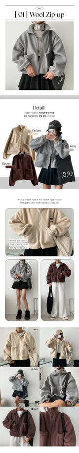 Ev Pocket Wool Zip-Up Jumper