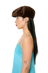VELVET NEWSBOY CAP / BROWN