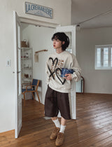 レターハートスプレースエットシャツ (3 color)