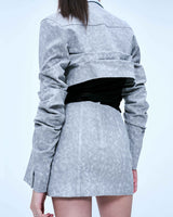 スエードミニラップスカート/DOZI - Suede Mini Wrap Skirt _ Light Grey
