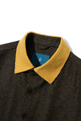 コントラスティングポイントコーデュロイシャツ/Contrasting point corduroy shirt S112 Mustard&Black