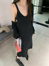 black knit long dress